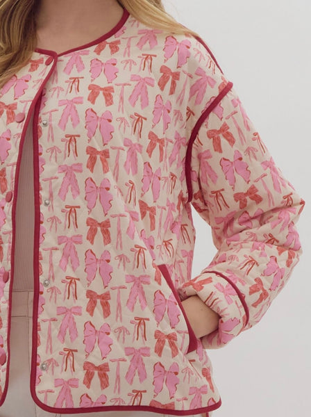 Camille Bow Coquette Jacket - Pink