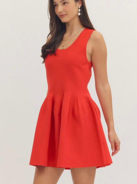 Olivia Solid Dress - Red
