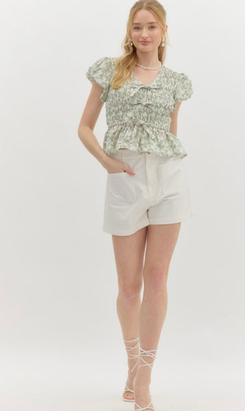 Olivia Patch Pocket Shorts - White