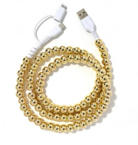 Beaded Phone Chargers - Gold