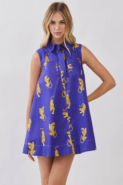 Fightin’ Tigers Shift Mini Dress - Purple