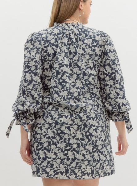 Filmore St Floral Mini Dress - Navy