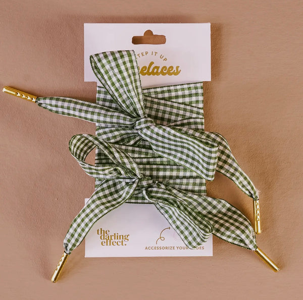 [PREORDER] Step It Up Shoelaces - Gingham Green