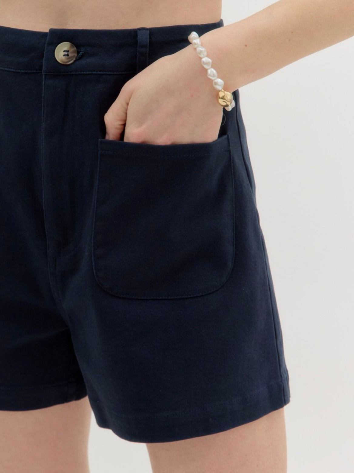Olivia Patch Pocket Shorts - Navy