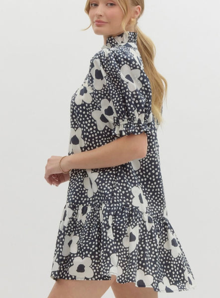 Echezeaux Dr Floral Dress - Navy