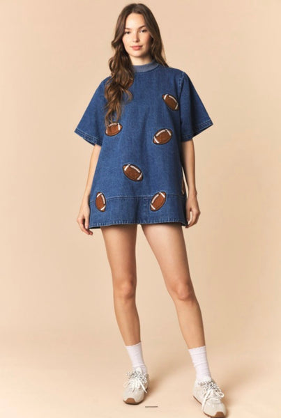 Football Season Denim Miini Dress