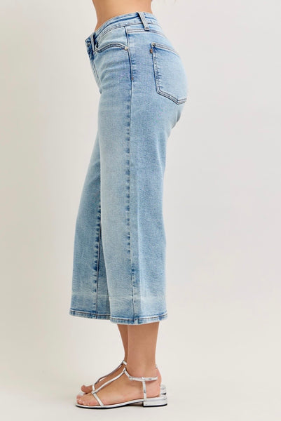 Judy Blue - Georgia Mid Rise Wide Crop Denim