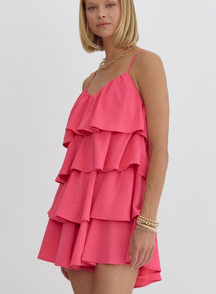 Sofia Ruffle Romper - Pink