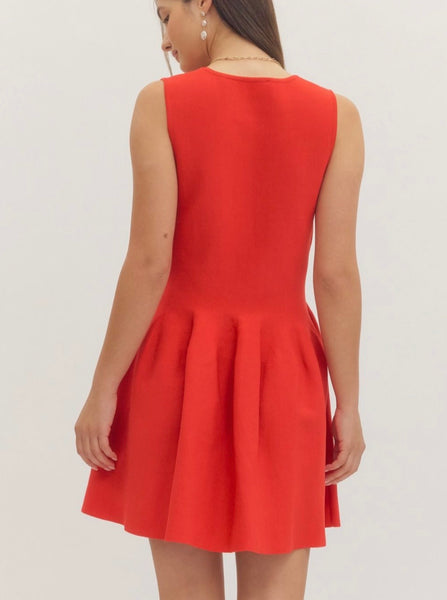 Olivia Solid Dress - Red