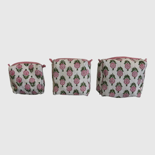 Quilted Print Cosmetic Bag Set