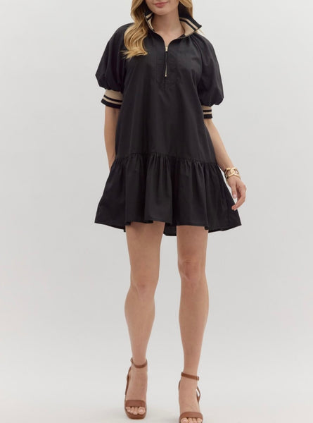Sadie Puff Sleevee Mini Dress - Black