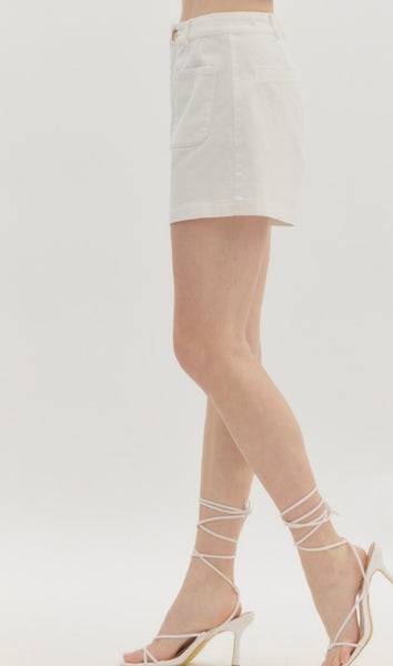 Olivia Patch Pocket Shorts - White