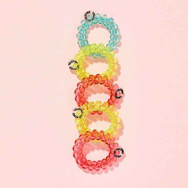 TELETIES - Spiral Hair Coils - Summer Brights Hair Ties - Tiny
