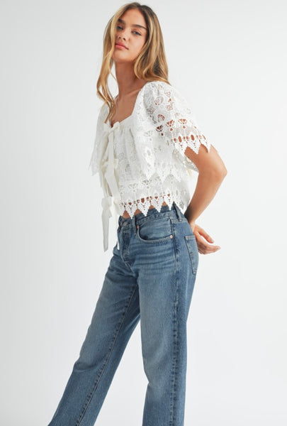 Mable - Crochet Lace Top - Off White