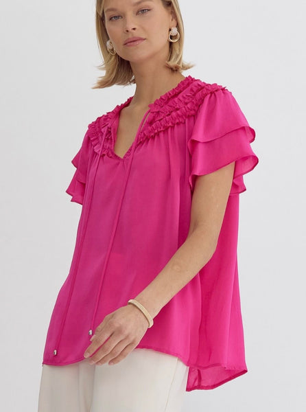 Elizabeth Ruffle Top - Pink