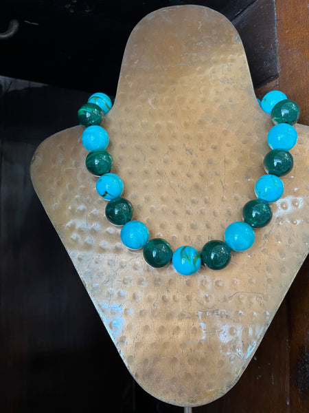 Celestine Beaded Necklace - Green & Blue