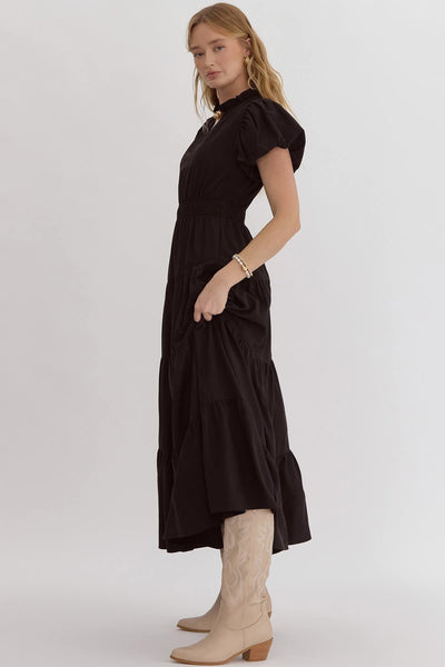 Metairie Terrace Tiered Maxi Dress - Black