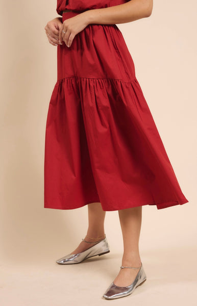 Sadie & Sage - Shades On Midi Skirt Set - Poppy Red