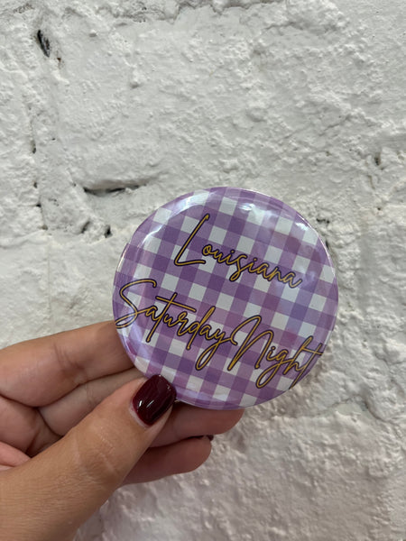 Signed by Abby - LSU Game Day Buttons