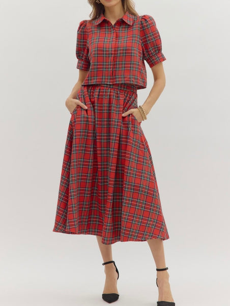 Ruby Midi Skirt Set - Red