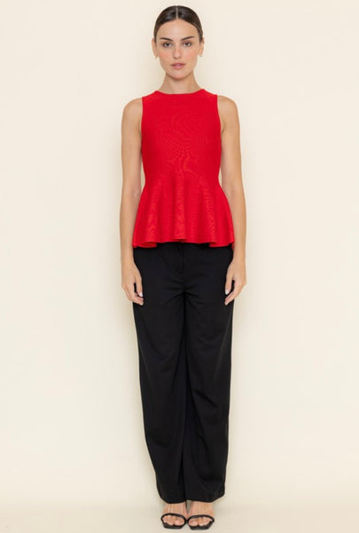 Parkview Peplum Top - Red