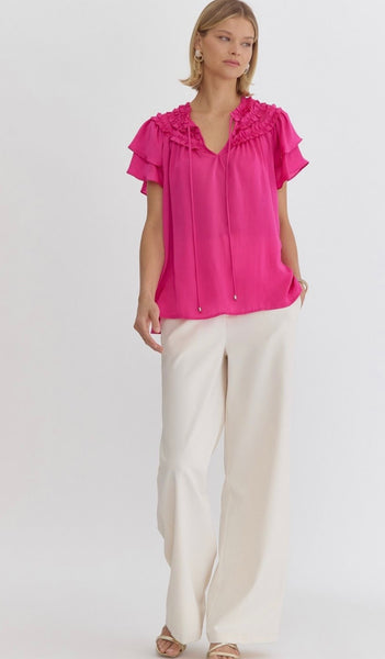 Elizabeth Ruffle Top - Pink