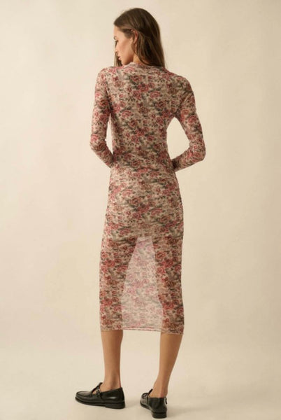 Kennedy Floral Mesh Dress - Cream