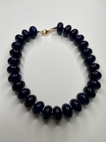 Elowen Beaded Necklace - Navy