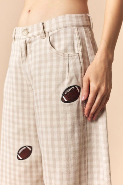 Football Daze Gingham Barrel Jeans