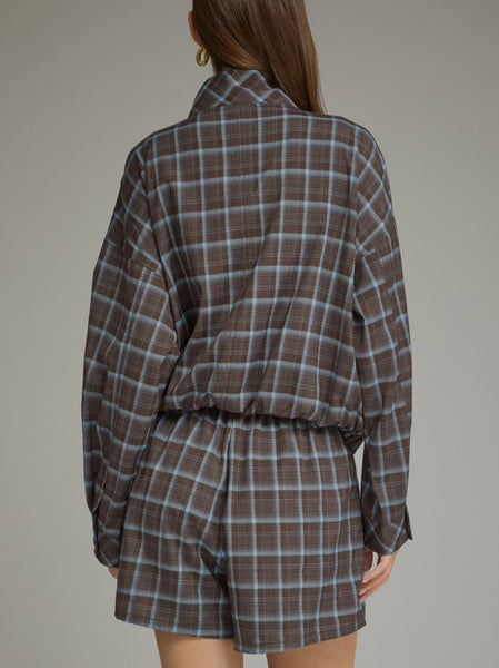 Ezra Plaid Jacket - Brown/Blue