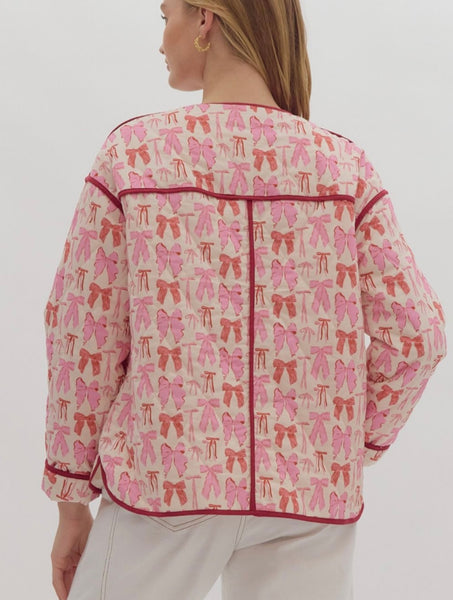 Camille Bow Coquette Jacket - Pink