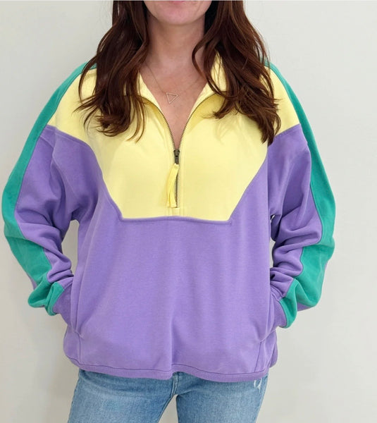 Mardi Gras Pastel 1/4 Zip Sweatshirt