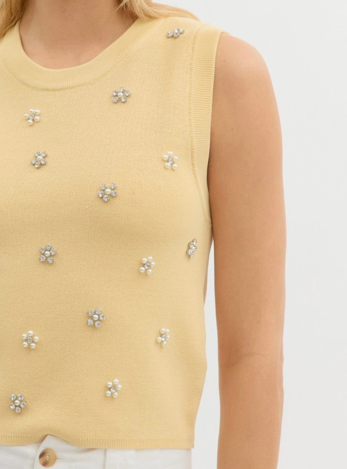 Fort Macomb Rd Embellished Top - Yellow