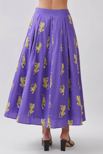 Fightin’ Tigers Pleated Midi Skirt - Purple
