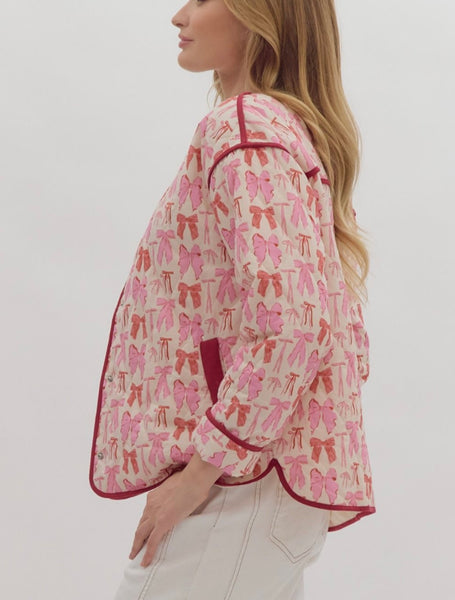 Camille Bow Coquette Jacket - Pink