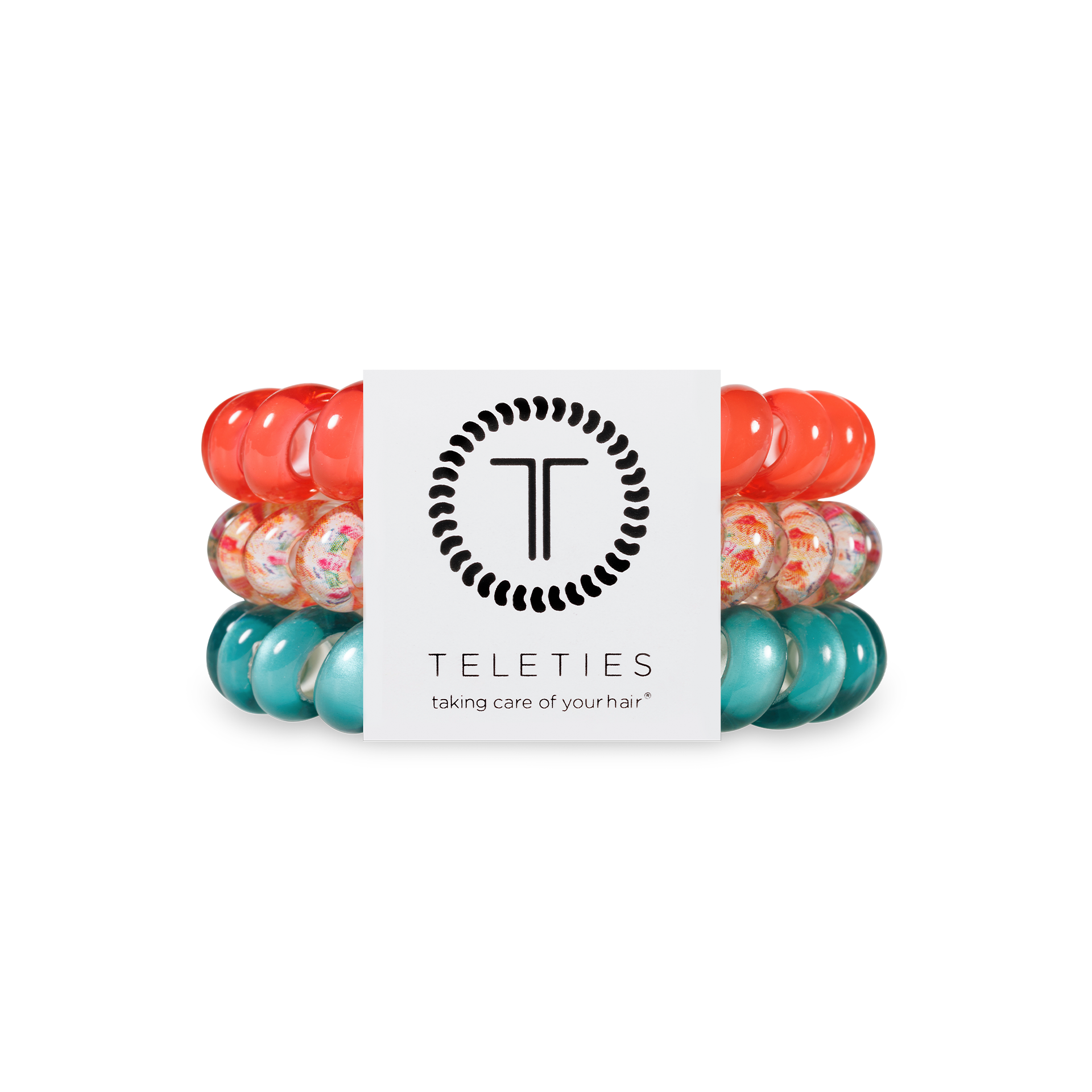 TELETIES - Spiral Hair Coils - Coral Craze Hair Ties - Large