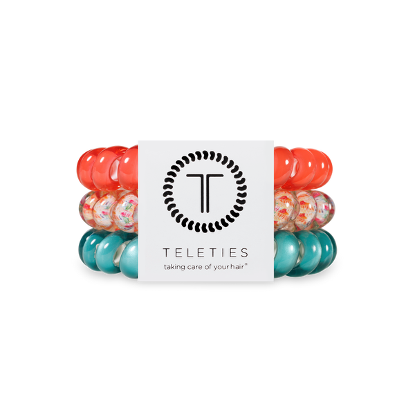 TELETIES - Spiral Hair Coils - Coral Craze Hair Ties - Large