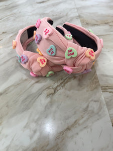 Conversational Heart Headband - Light Pink