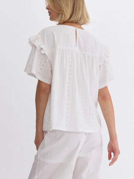 Aurora Ruffle Top - White
