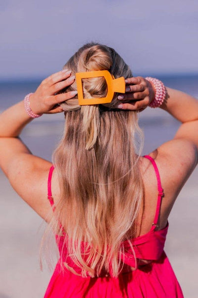 TELETIES - Square Flat Hair Clip - Mango for it! - Large