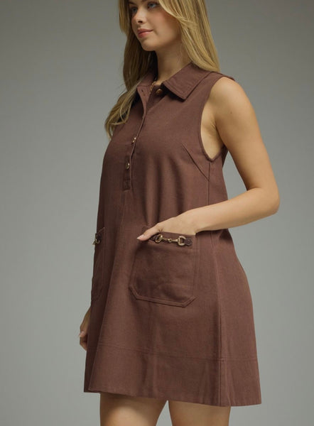 Logan Mini Dress - Brown