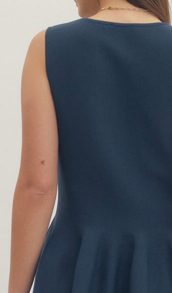 Olivia Solid Dress - Navy