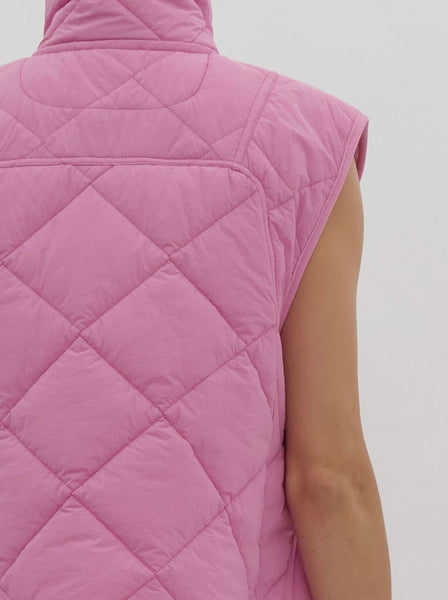 Agata Quilted Vest - Bubble Gum