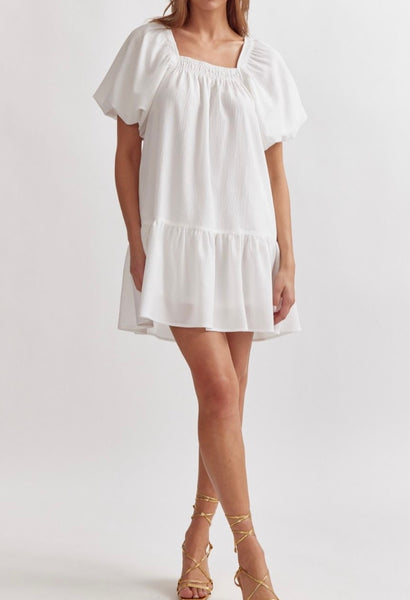 South Dakota Puff Sleeve Dress - Off White