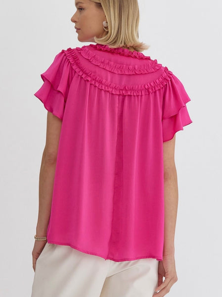 Elizabeth Ruffle Top - Pink