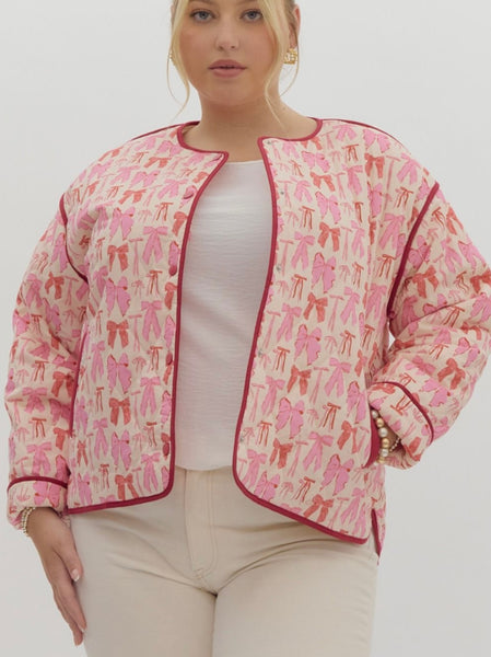 Camille Bow Coquette Jacket - Pink