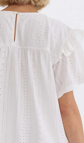 Aurora Ruffle Top - White