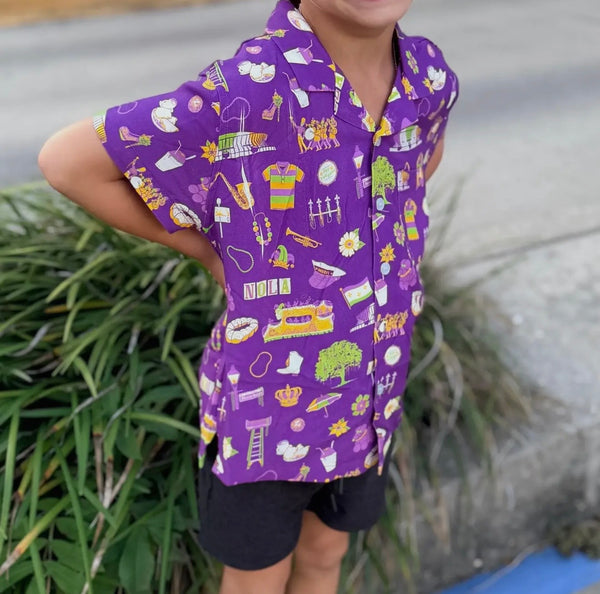 [PREORDER] Kids Mardi Gras Icons Hawaiian Shirt