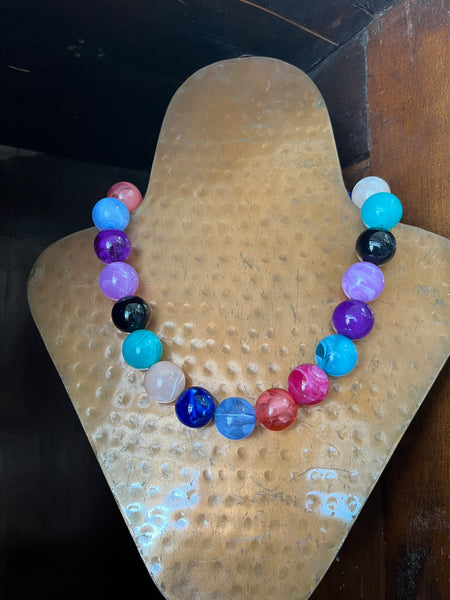 Celestine Beaded Necklace - Blue & Purple Mix