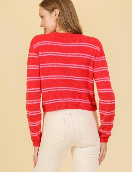 Carriage Pl Striped Cardigan